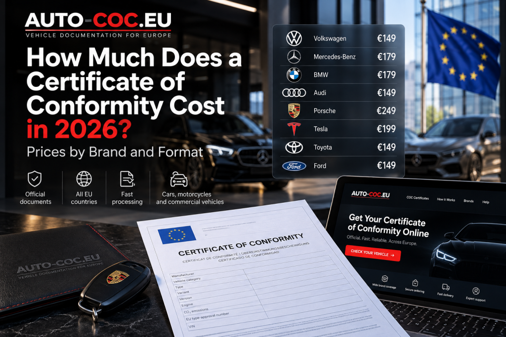 How Much Does a Certificate of Conformity Cost in 2026? Prices by Brand and Format